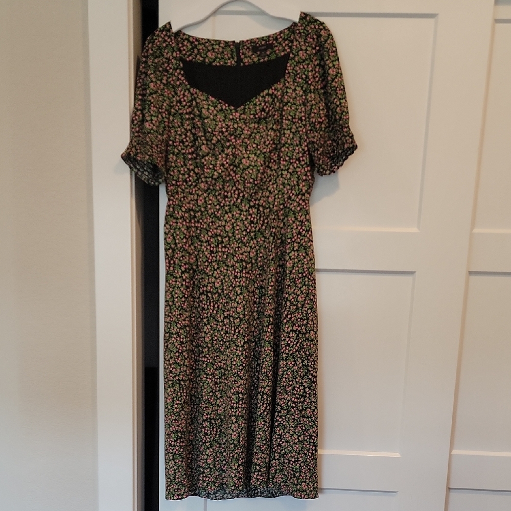 J.CREW NWOT MIDI DRESS SZ.8 SWEET HEART NECKLINE COTTAGE CORE SPRING/GARDEN